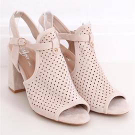 Openwork beige high-heeled sandals LL79 Beige 1