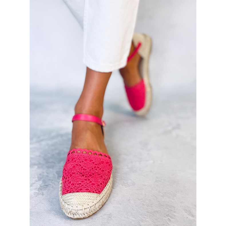 Raspberry lace espadrilles L-1067 Red pink 1