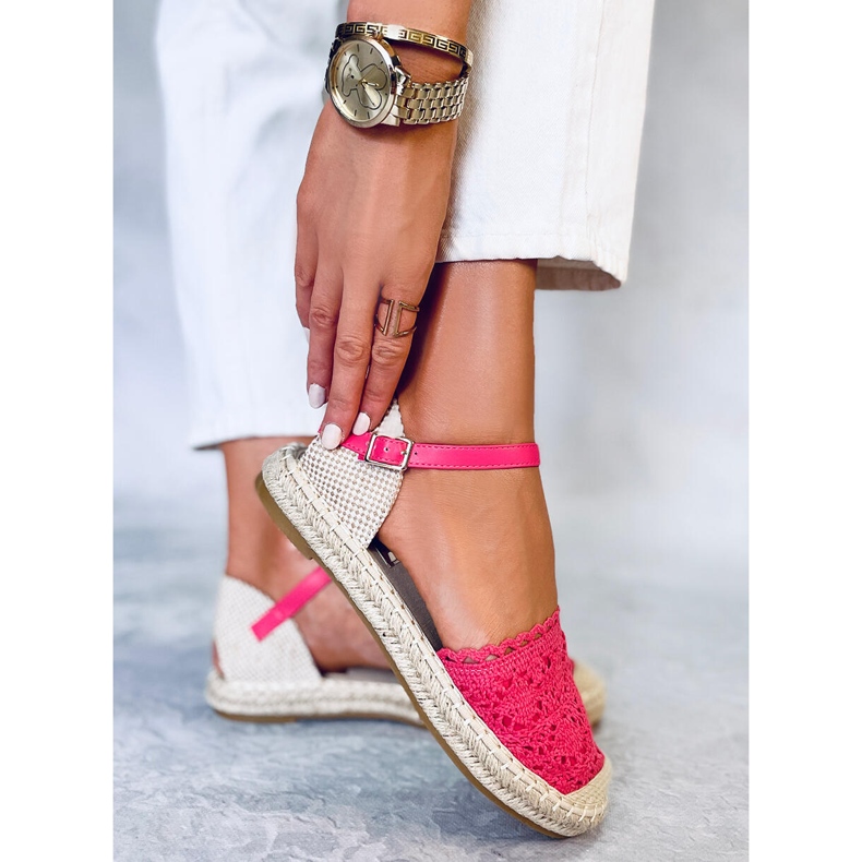 Raspberry lace espadrilles L-1067 Red pink 2