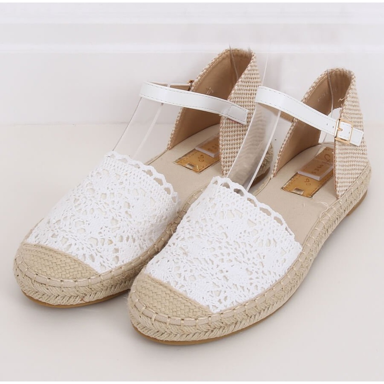 White lace espadrilles L-1067 White 1