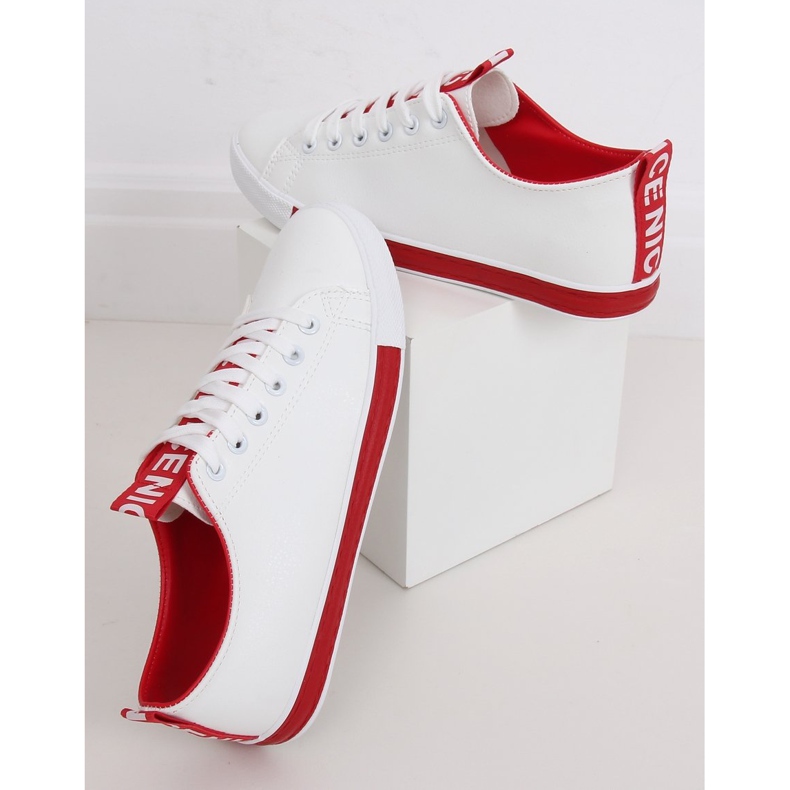 White women's sneakers CC-17 Red 1