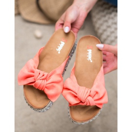 Seastar Suede Slippers With A Decorative Platform red orange 1