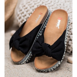 Seastar Suede Slippers With A Decorative Platform black 1