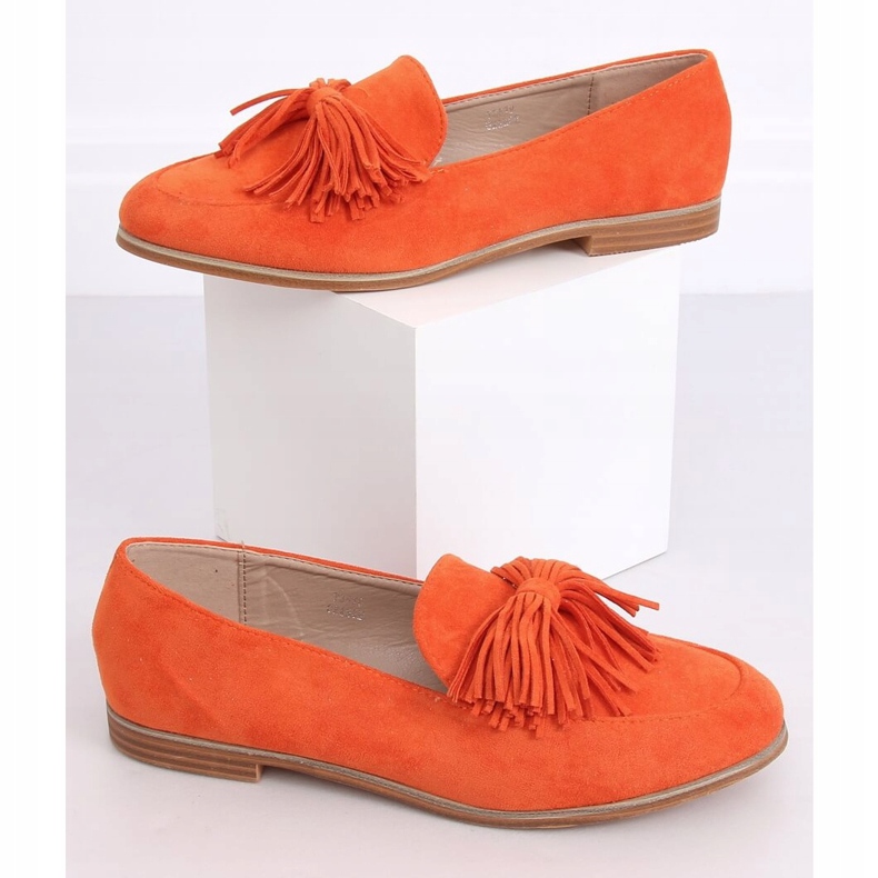 Orange women's loafers with fringes T357P Orange 1