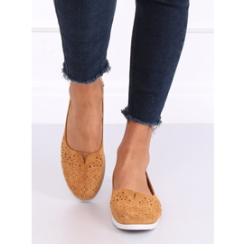 Camel ZA02P Camel openwork ballerinas brown 1