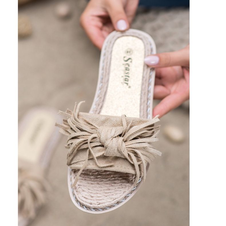 Seastar Comfortable Slippers With Fringes beige 1