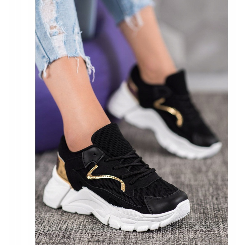 SHELOVET Stylish Sneakers On The Platform black yellow 1