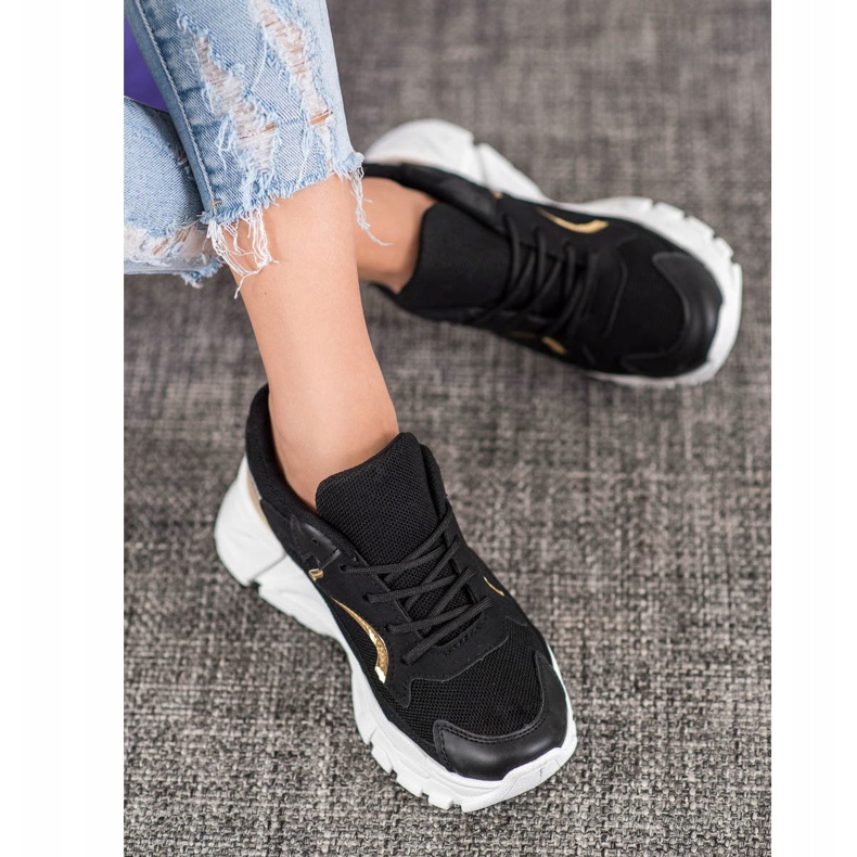 SHELOVET Stylish Sneakers On The Platform black yellow 2