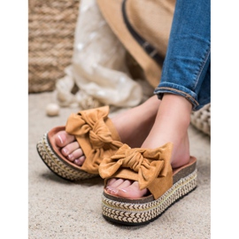 Seastar Slippers With A Bow On The Platform brown multicolored 2