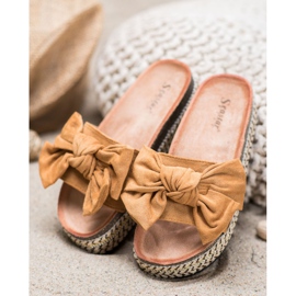 Seastar Slippers With A Bow On The Platform brown multicolored 1