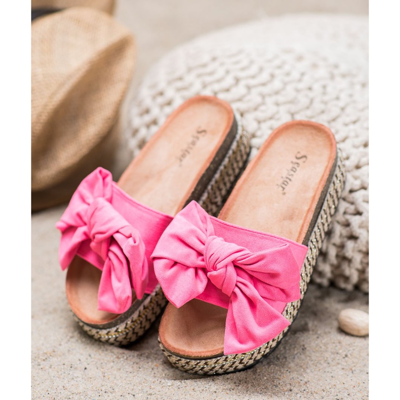 Seastar Slippers With A Bow On The Platform pink 1