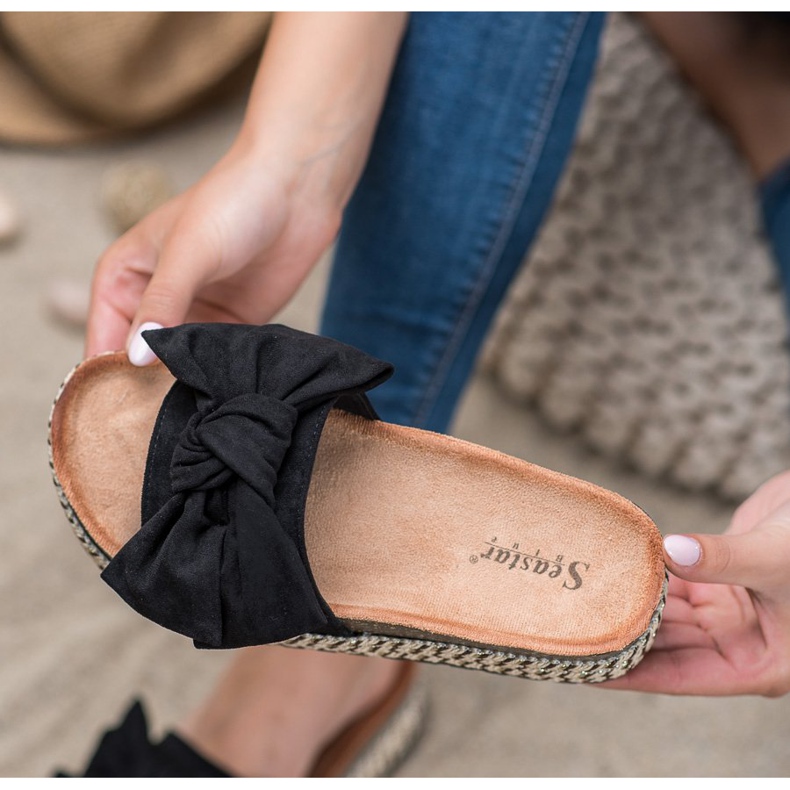 Seastar Slippers With A Bow On The Platform black 1
