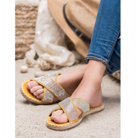 Cm Paris Stylish Slippers With Cubic Zirconia yellow 1