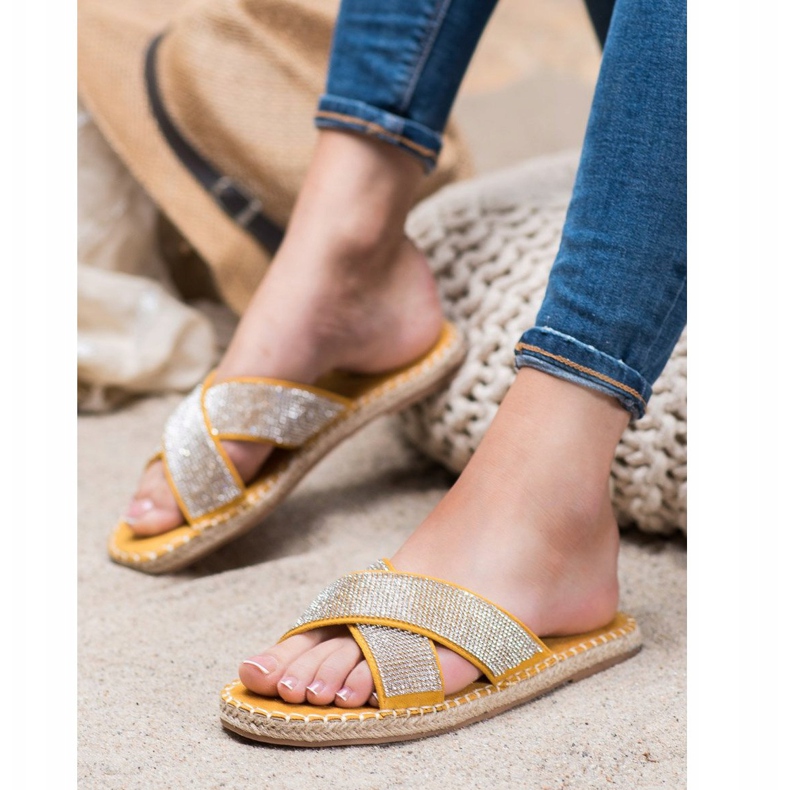 Cm Paris Stylish Slippers With Cubic Zirconia yellow 2