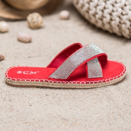 Cm Paris Stylish Slippers With Cubic Zirconia red 2