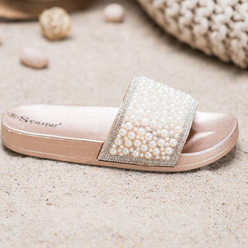 Seastar Elegant Slippers With Pearls golden 2