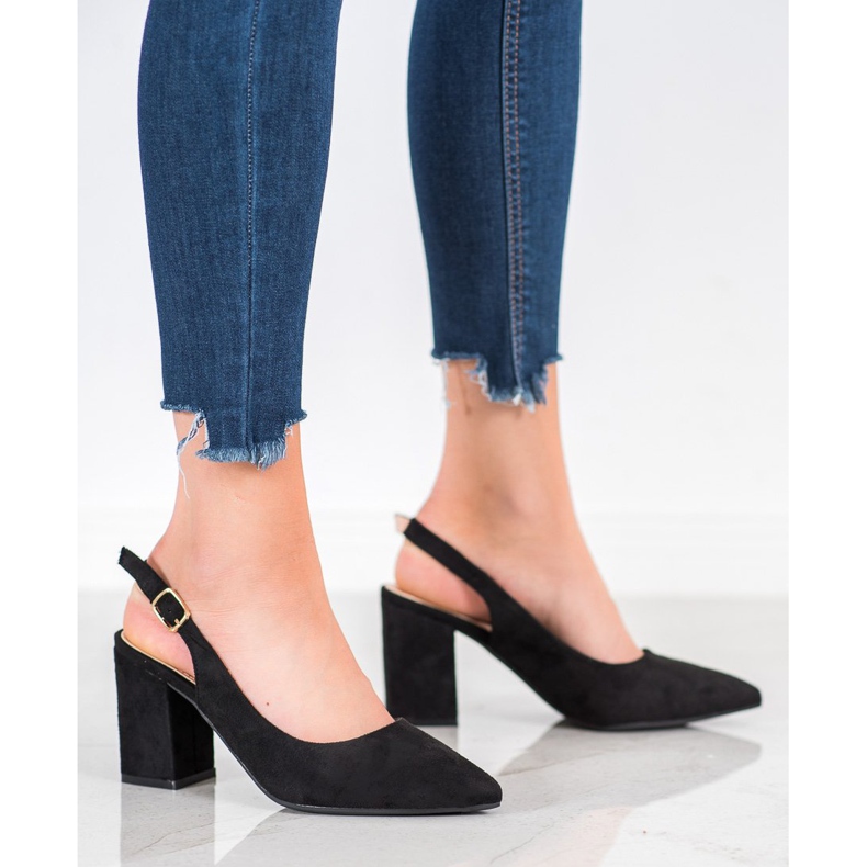 Seastar Suede Pumps With An Open Heel black 1