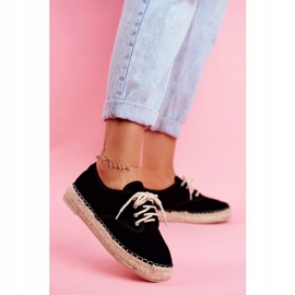 MSMG Women's Espadrilles On Black Sonya Linen Platform 1