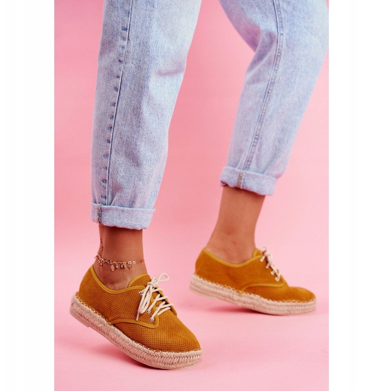 MSMG Women's Espadrilles On Yellow Sonya Linen Platform 1