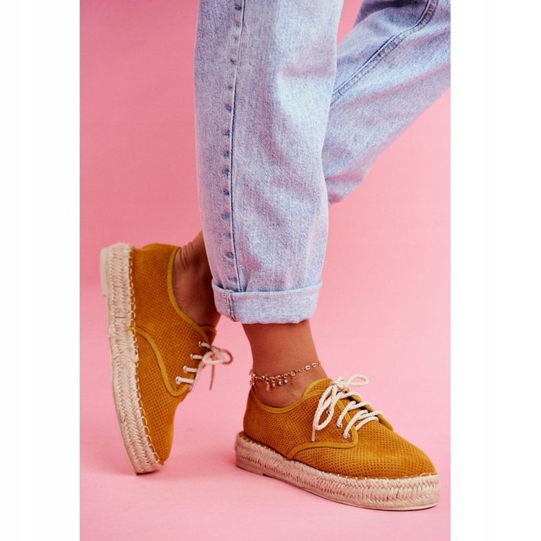 MSMG Women's Espadrilles On Yellow Sonya Linen Platform 2