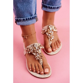 Sandals Flip-flops Crystals Under Control beige golden 2