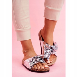 EVE Women's Slippers with a Large Silver Lovely Time Bow grey 1 EVE Women's Slippers with a Large Silver Lovely Time Bow grey 1