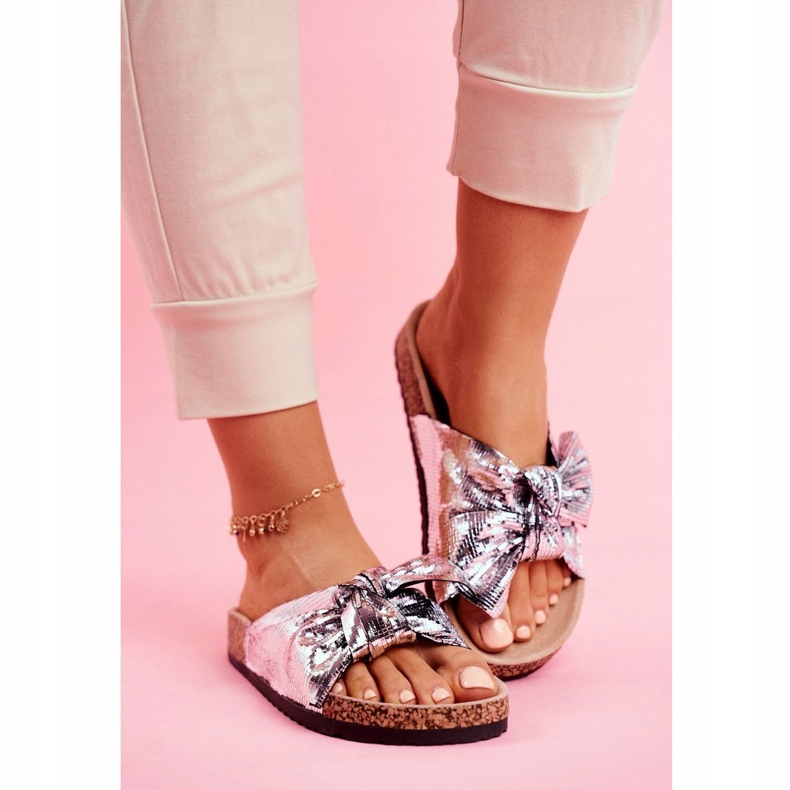 EVE Women's Slippers with a Large Silver Lovely Time Bow grey 1 EVE Women's Slippers with a Large Silver Lovely Time Bow grey 1