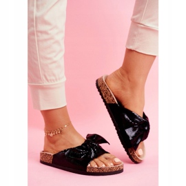 EVE Women's slippers with a large bow Black Lovely Time 1