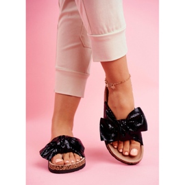 EVE Women's slippers with a large bow Black Lovely Time 2