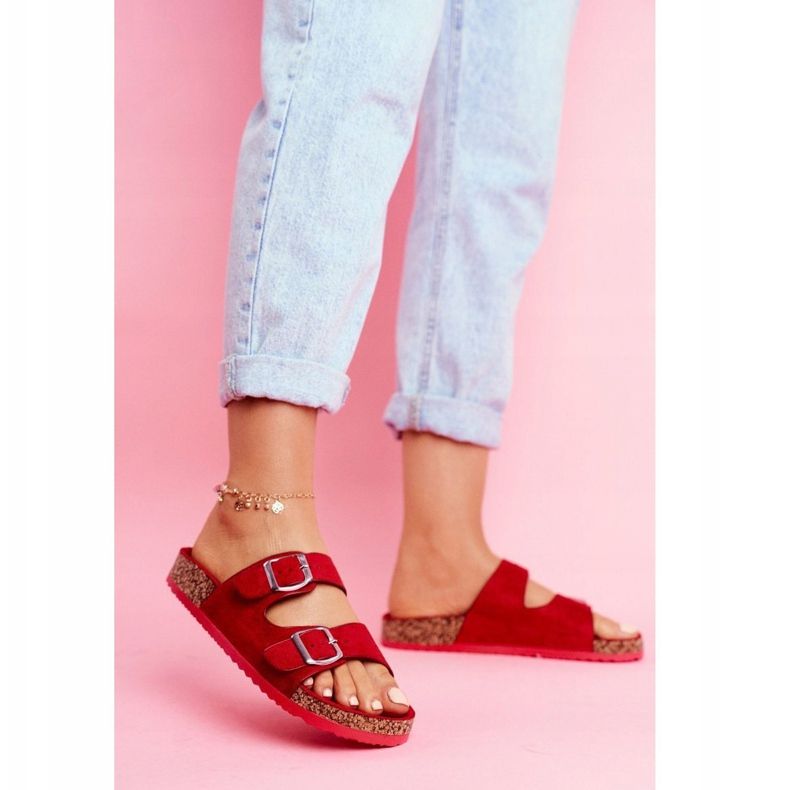 EVE Women's Slippers On Cork With Clasps Red Si Senor 1