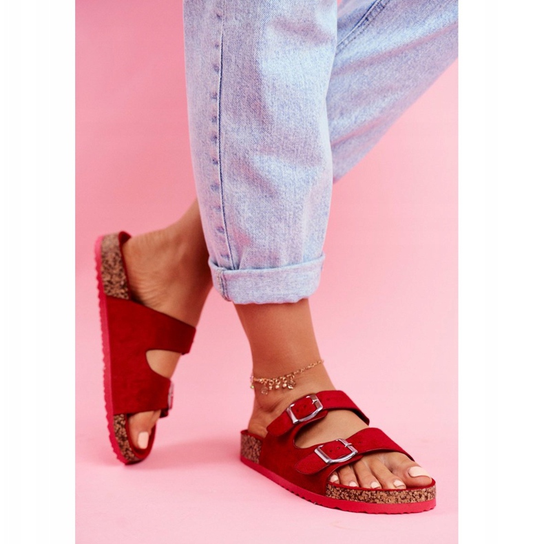 EVE Women's Slippers On Cork With Clasps Red Si Senor 2