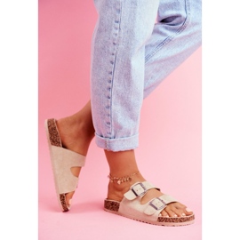 Women's Cork Flip-Flops With Beige Buckles 2 Women's Cork Flip-Flops With Beige Buckles 2