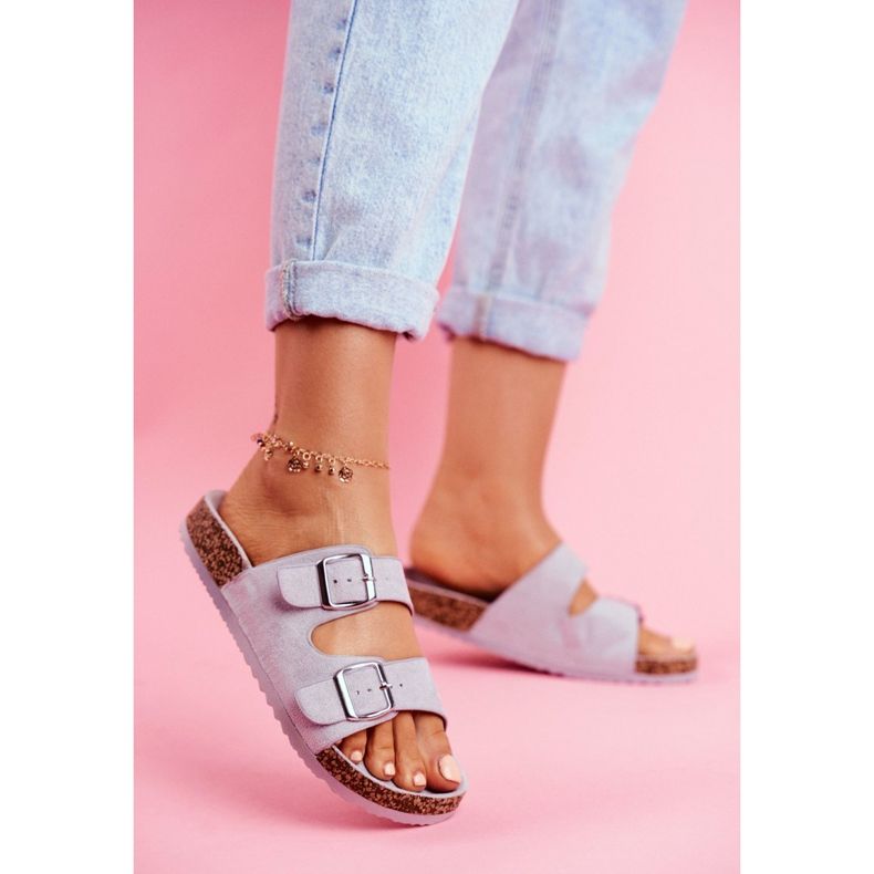 EVE Women's Slippers On Cork With Buckles Gray Si Senor grey 2