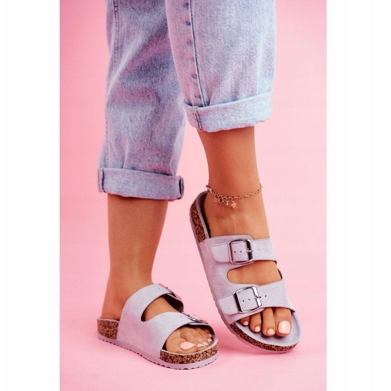 EVE Women's Slippers On Cork With Buckles Gray Si Senor grey 1