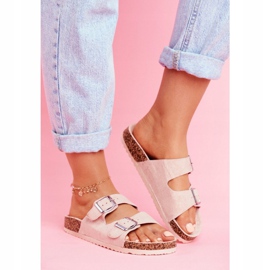 EVE Women's Slippers On Cork With Clasps Pink Si Senor 2