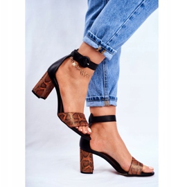 Women's Sandals Maciejka Leather Orange Reptile 04235-18 / 00-5 brown black 1