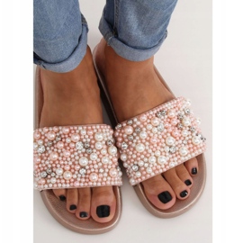 Slippers with pearls champagne BG66 Champagne pink multicolored 2