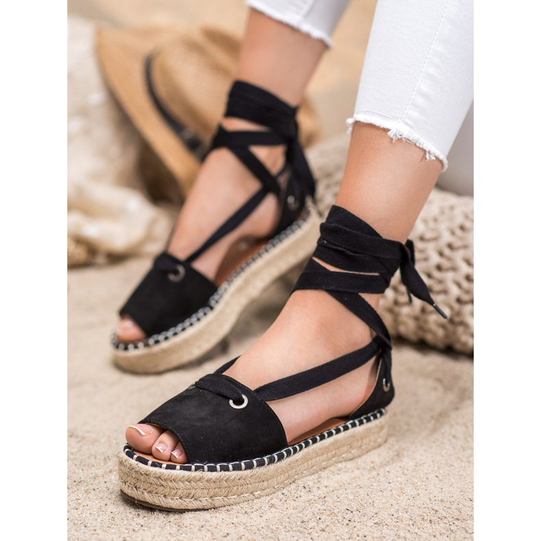 SHELOVET Open Toe Espadrilles black 2