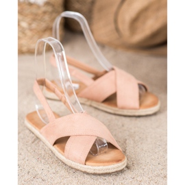 SHELOVET Slip-on sandals with an elastic band beige 1