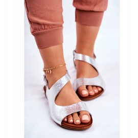 Women's Sandals Laura Messi Leather 1116 Snake Silver Vollare grey 2