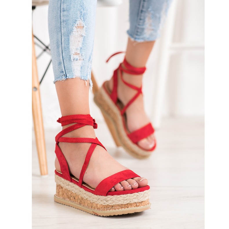 Seastar Tied Suede Sandals red 1