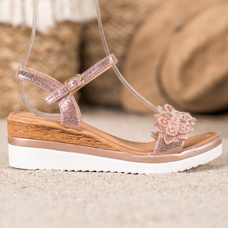 Mannika Elegant wedges with decorations pink 2