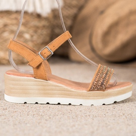Renda Wedge Sandals With Crystals brown 1