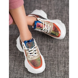 SHELOVET Colorful Sneakers With Sequins white black red multicolored 2