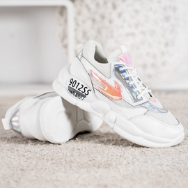 SHELOVET Sneakers With Eco Leather Fashion white multicolored grey 2