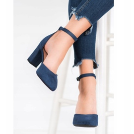 W. Potocki Suede Pumps In Spitz navy blue 1