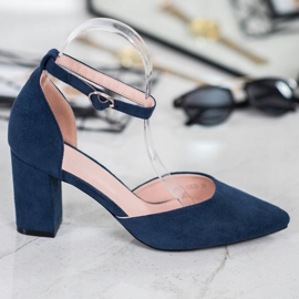 W. Potocki Suede Pumps In Spitz navy blue 2