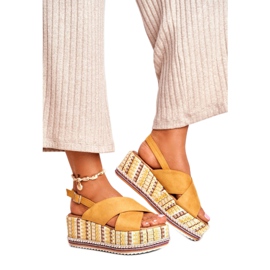 ADY Women's Sandals On Wedge Espadrilles Yellow Sandy 1