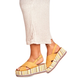 ADY Women's Sandals On Wedge Espadrilles Yellow Sandy 3