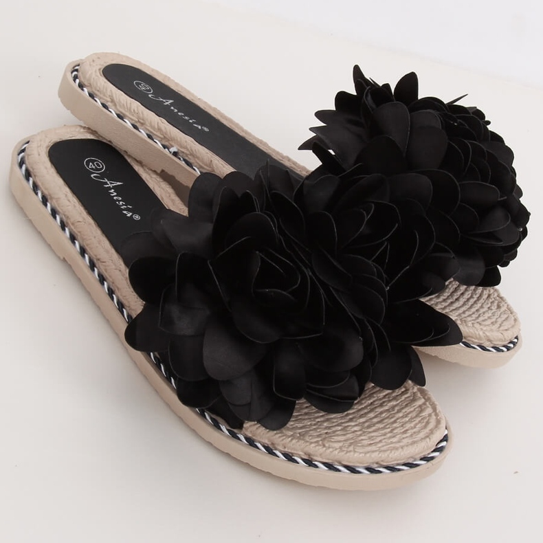 Black women's black slippers N-73 Black 2